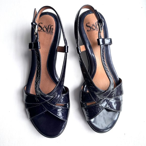 SöFFT Womens Wedge Navy Patent Leather 8 M - Picture 2 of 13